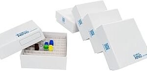Cardboard Cryogenic Lab Freezer Box 2 Inch 81-Well Microtube Storage Box, White Cryo Boxes, Case of 20
