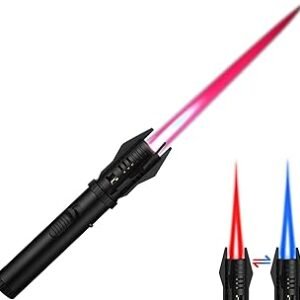 Torch Lighter, Red/Blue Flame Adjustable with Safety Lock, Bright Fire Lighter, Refillable Butane Gas Windproof Jet Flame Cool Lighter, for Candles Grill BBQ Fireplaces Camping Gift for Man