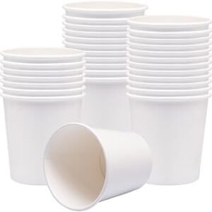 Paper Ice Cream Cups, Paper Hot/Cold Soup Cups - 100 Count (White) (16 oz)