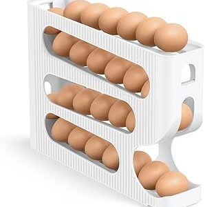 Egg Holder for Fridge, Automatic Rolling Egg Dispenser for Refrigerator, Countertop, Kitchen - Space-saving Egg Roller/Organizer/Storage/Container/Tray for Fridge - 1 Pack for 28 Large Size Eggs
