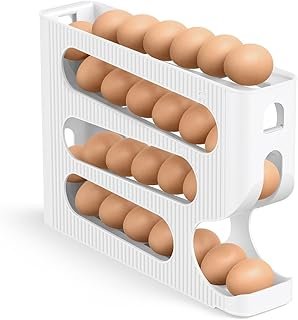 51HXnCsx3GL._AC_UL320_.jpg Egg Holder for Fridge, Automatic Rolling Egg Dispenser for Refrigerator, Countertop, Kitchen - Space-saving Egg Roller/Organizer/Storage/Container/Tray for Fridge - 1 Pack for 28 Large Size Eggs