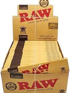 Raw Classic King Size Slim Rolling Paper Full Box of 50 Packs