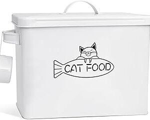 Large Dog and Cat Food Storage Container, Farmhouse Pet Food Storage Containers with Lid and Dry Food Scoop, Durable Airtight Cat Food Container, Great Gift for Pet Owners