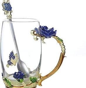 Gifts for Mom Women Mothers Day Flower Cups Tea Mug With Tea Spoon Valentines Day Christmas Gift Coffee, Tea, Juice, Beer, Milk Hot And Cold Drinks Use Gift Package