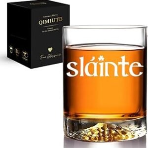 Slainte Irish Cheers, Ice Tip Mountain Whiskey Rocks Glass, Christmas Birthday Irish Gifts for Women,Men,Friend,BFF, Coworkers,Dad-45