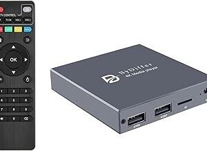 4K Digital Media Player, TV MP4 Video Player with HDMI/Optical/AV Output, Digital Signage Mini HD Media Players for USB Drive/Micro SD Card, Auto Playback, H.265/HEVC
