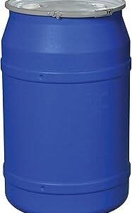 Eagle 55 Gallon Drum with Bung Lid and Metal Lever-Lock, 36.4"x22.5", Open Head Lab Pack Plastic Drum Made of Durable, Lightweight HDPE, Withstands Weather and Chemicals, Made in USA, Blue, 1656MBBG