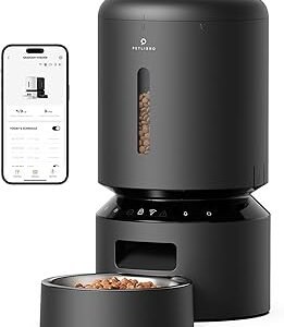PETLIBRO Automatic Cat Feeder, 5G WiFi Automatic Dog Feeder with Freshness Preservation, 5L Timed Cat Feeder with Low Food Sensor, Up to 10 Meals Per Day, Granary Pet Feeder for Cats, Black