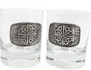 Trinity Knot Irish Whiskey Glasses Quadruple Trinity Set of Two Made in Ireland