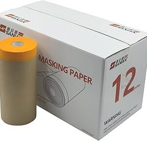 Painter's Pre-Taped Masking Paper and Masking Tape in one Kraft Paper Roll 8 Pack 12" x 65 Feet(Each roll) Total 520 feet Paper is PRE-Folded