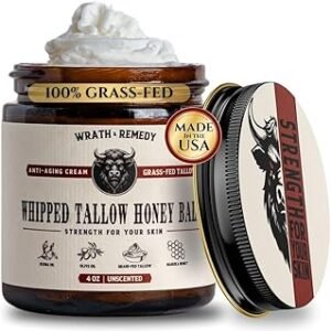 Handmade Whipped Organic Beef Tallow for Skin - 4 OZ (Unscented) — Grass Fed Beef Tallow Moisturizer and Honey Balm for Silky, Sensitive-Skin, Eczema, Rosacea - Free of Harsh Chemicals