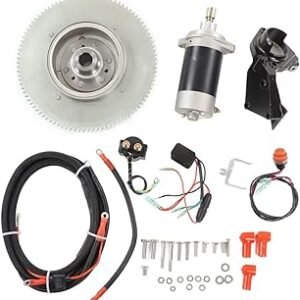 Outboard Motor Electric Starter Kit, Efficient Steel and Aluminum Alloy Outboard Motor Modified Electric Starter Accessory, 689-81800-13 Marine Motor Starter, for 2 Stroke 25, 30