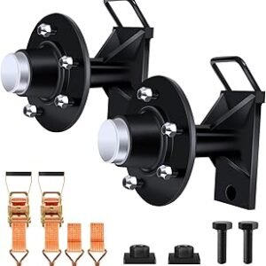 2 Pack Shipping Container Wheels 5x5.5 Lug, May Moves 6000 pounds 20ft-45ft Container, Shipping Container Wheels kit, with Ratchet Strap Tie Down J Hook, Quick disassembly Black (5)