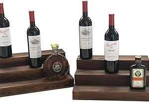 Liquor Bottle Stand 2 Pack, Holds 24 Bottles,3 Tier Liquor Bar Bottle Display Shelf, Real Wood,Tabletop Wine Rack, Bar Shelf Stand for Liquor,Bar Display,Home Storage (Light Tan)