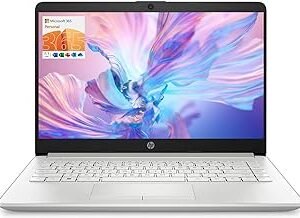 HP Portable Laptop, Student and Business, 14" HD Display, Intel Quad-Core N4120, 8GB DDR4 RAM, 64GB eMMC, 1 Year Office 365, Webcam, RJ-45, HDMI, Wi-Fi, Windows 11 Home, Silver