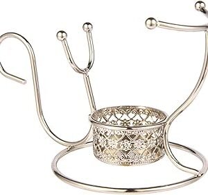 Brandy Warmer Set - Cognac Snifters Warmer with Candle Heating Base and Metal Stand (Silver)