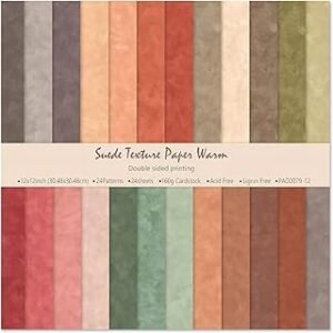 Double-Sided Scrapbook Paper Pad, 12X12 Textured Decorative Craft Paper for Scrapbooking Planner Bullet Junk Journal Supplies Mixed Media Collage Card Making,24 Designs 24 Sheets