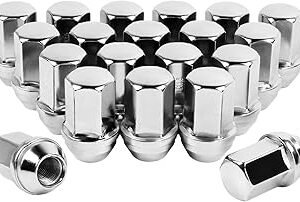 20 Pcs M14x1.5 Lug Nuts Chrome Compatible with Wrangler Gladiator Cherokee Grand Ram 1.46 Inch 7/8 Hex OEM Factory Style Large Acorn Seat Wheel Lug Nuts