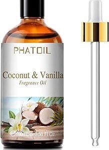 3.38FL.OZ Coconut & Vanilla Fragrance Oils for Aromatherapy, Essential Oils for Diffusers for Home, Perfect for Diffuser, Yoga, DIY Candle and Soap Making - 100ml