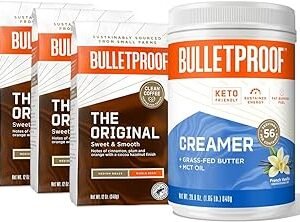 Bulletproof French Vanilla Creamer, 29.6 Ounces, and Bulletproof Original Medium Roast Ground Coffee, 12 Ounces (Pack of 3),