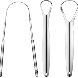 3 PCS Metal Tongue Scraper, Tongue Scrapers for Adults, Stainless Steel Tounge Scrappers, Tounge Scraper, Portable Tongue Scrappers YLYL
