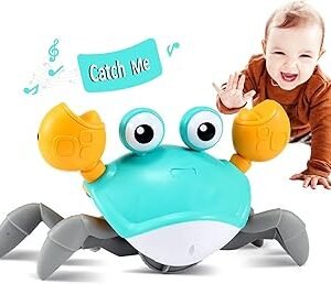 control future Crawling Crab Baby Toy - Infant Tummy Time Toys 3 4 5 6 7 8 9 10 11 12 Babies Boy 3-6 6-12 Learning Crawl 9-12 12-18 Walking Toddler 36 Months Old Music Development 1st Birthday Gifts