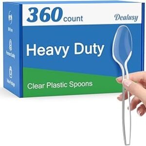 360 Count Clear Plastic Spoons Disposable, BPA-Free, Heat Resistant, Solid and Durable Disposable Spoons Heavy Duty Bulk, Premium Spoons plastic disposable for Party Supply