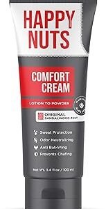 HAPPY NUTS Comfort Cream Deodorant For Men: Anti-Chafing Sweat Defense, Odor Control, Aluminum-Free Mens Deodorant & Hygiene Products for Men's Private Parts 3.4oz, Original