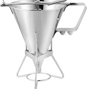 MYFULLY Confectionery Funnel with Stand | Stainless Steel Commercial Grade Cake Decorating Tool with Three Nozzles for Commercial Home Use
