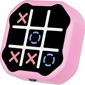 3 in 1 Electronic Tic Tac Toe Game, Handheld Digital Tic Tac Toe Bolt Game with Silent Mode, Portable Learing Toy Gift for Kids & Adults, Pink
