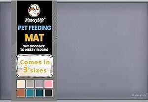 MateeyLife Silicone Cat & Dog Food Mat for Floors Waterproof, Anti-Slip Dog Bowl Mats for Food and Water, Pet Feeding Mats with Lip to Prevent Spills, Pet Placemat for Messy Drinkers to Protect Floors
