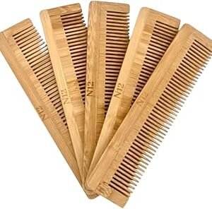5 Bamboo Wood Pocket Beard Comb Set of 5, 100% Natural wooden combs for Beard, Hair, Mustache, Men & Women, Travel-Friendly, Eco-Friendly Grooming Solution