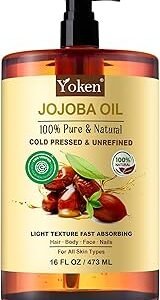 Pure Jojoba Oil EWG Verified 16 fl oz, 100% Natural Jojoba Oil for Hair, Skin & Face, Cold Pressed Unrefined, Deeply Moisturizing Body oil Carrier Oils for Essential Oils Mixing