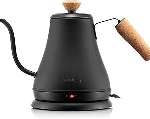 Bodum 27oz Bistro Gooseneck Electric Water Kettle, Pour Over Coffee & Tea, Stainless Steel, Matte Black