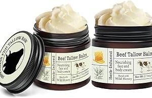 2 Pcs Beef Tallow for Skin,Face Moisturizer Whipped Tallow and Honey Balm.