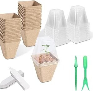 36 Pcs 3in Square Peat Nursery Pots, Biodegradable Herb Seed Nursery Pot Kits, Seedling Pots, Outdoor Garden Sprouting Peat Pots with 36 Plant Tags
