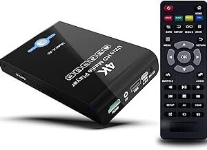 4K Ultra HD Media Player & HDD Enclosure 2-in-1 - Play H.265/HEVC H.264/AVC MP4 MKV Videos MP3 Music JPG Photos, 4K 60fps HDMI, Analog AV Etc,Supports 2"/2.5"/3" SATA HDDs with USB/SD Card Expansion