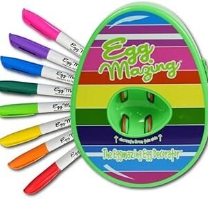 The Eggmazing Egg Decorator Easter Egg Decorator Kit - Arts and Crafts Set - Includes Egg Decorating Spinner and 8 Colorful Quick Drying Non Toxic Markers (Spring Green) - Packaging May Vary