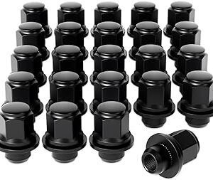 Orion Motor Tech M12x1.5 Lug Nuts with Mag Seat, 13/16" 21mm Hex 1.46x1.18 in. Blackened Wheel Lug Nuts Compatible with Toyota Camry RAV4 Highlander Corolla Tacoma 4Runner Prius Sienna, Set of 24