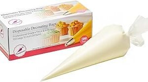 Keenpioneer Piping Bag - Disposable Cake Decorating Bag 100 Count, 12 inch, Clear