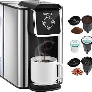 Mecity Coffee Maker 3 in 1 Single Serve Coffee Machine, Compatible with K cup Capsules, Instant Coffee Pot, Tea maker, 6,8,10 Oz Cup, Removable 50 Oz Water Reservoir, 120V 1150W