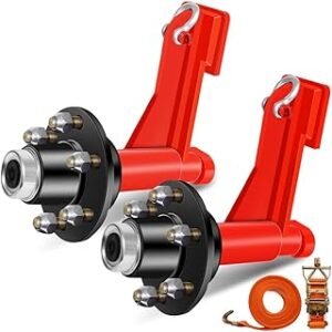 Upgrade 2Pack Shipping Container Wheel 6-Lug Kit, 6x5.5 Lug, Heavy Duty Shipping Container Axle, Shipping Container Accessory with Ratchet Strap for Moving 20ft - 40ft Containers Quickly and Safely