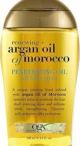 OGX Renewing + Argan Oil of Morocco Penetrating Hair Oil Treatment, Moisturizing & Strengthening Silky Oil for All Hair Types, Paraben-Free, Sulfated-Surfactants Free, 3.3 fl oz