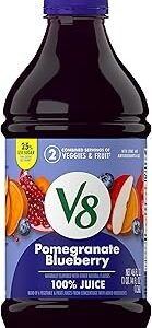 V8 Blends 100% Juice Pomegranate Blueberry Juice, Fruit and Vegetable Juice Blend, 46 Fl Oz Bottle
