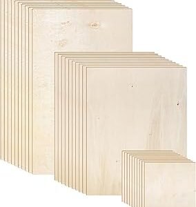 30 Pack Poplar Wood Sheets in 3 Mixed Size 12x20 Inch, 12x15.7 Inch, 6x6 Inch Poplar Plywood Boards Unfinished Wood Pieces for Laser Cutting DIY Arts Craft Drawing Architectural Model
