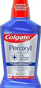 Colgate Peroxyl Antiseptic Mouthwash and Mouth Sore Rinse, 1.5% Hydrogen Peroxide, Mild Mint - 500ml, 16.9 Fluid Ounces