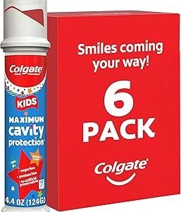 Kids Toothpaste Pump with Fluoride, Anticavity & Cavity Protection Toothpaste, For Ages 6+, Mild Bubble Fruit Flavor, 4.4 Ounce, 6 Pack