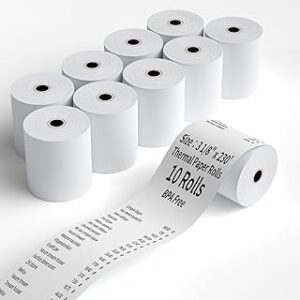 (10 Rolls) 3 1/8" x 230' Thermal Receipt Paper Rolls, BPA Free, Cash Register POS Thermal Paper, Credit Card Rolls Thermal 3 1/8 in x 230 ft.