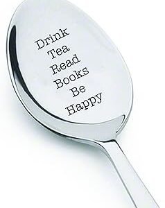 Motivational Gifts - Drink Tea Read Books Be Happy Spoon, Stainless Steel Coffee Spoon, Kitchen Utensil for Coffee and Dessert.