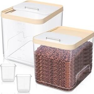 2 Pack Airtight Dog Food Storage Container, Up to 10 lbs, Cat Food Container Clear Pet Food Storage Bin with Measuring and 2 Scoops for Dog Cat Bird and Other Pet, Keep Dry Food Fresh